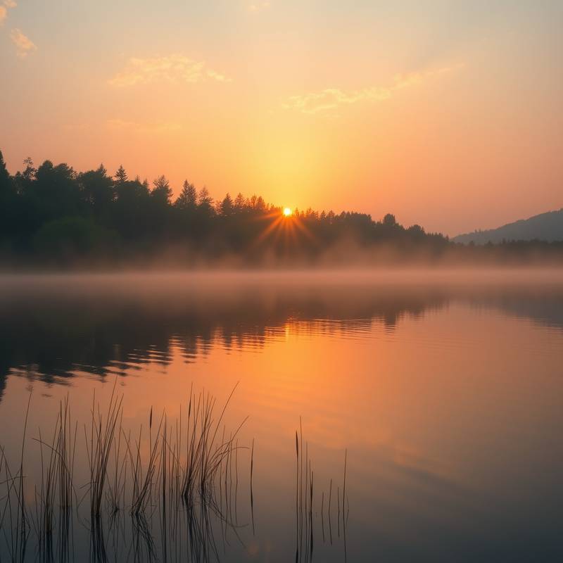 Idyllischer See bei Sonnenuntergang