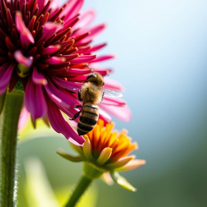 Nahaufnahme einer Wildblume mit einer Biene